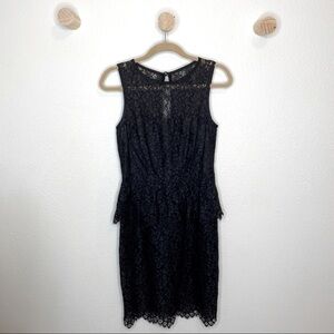 Trina Turk Black lace peplum pencil dress
